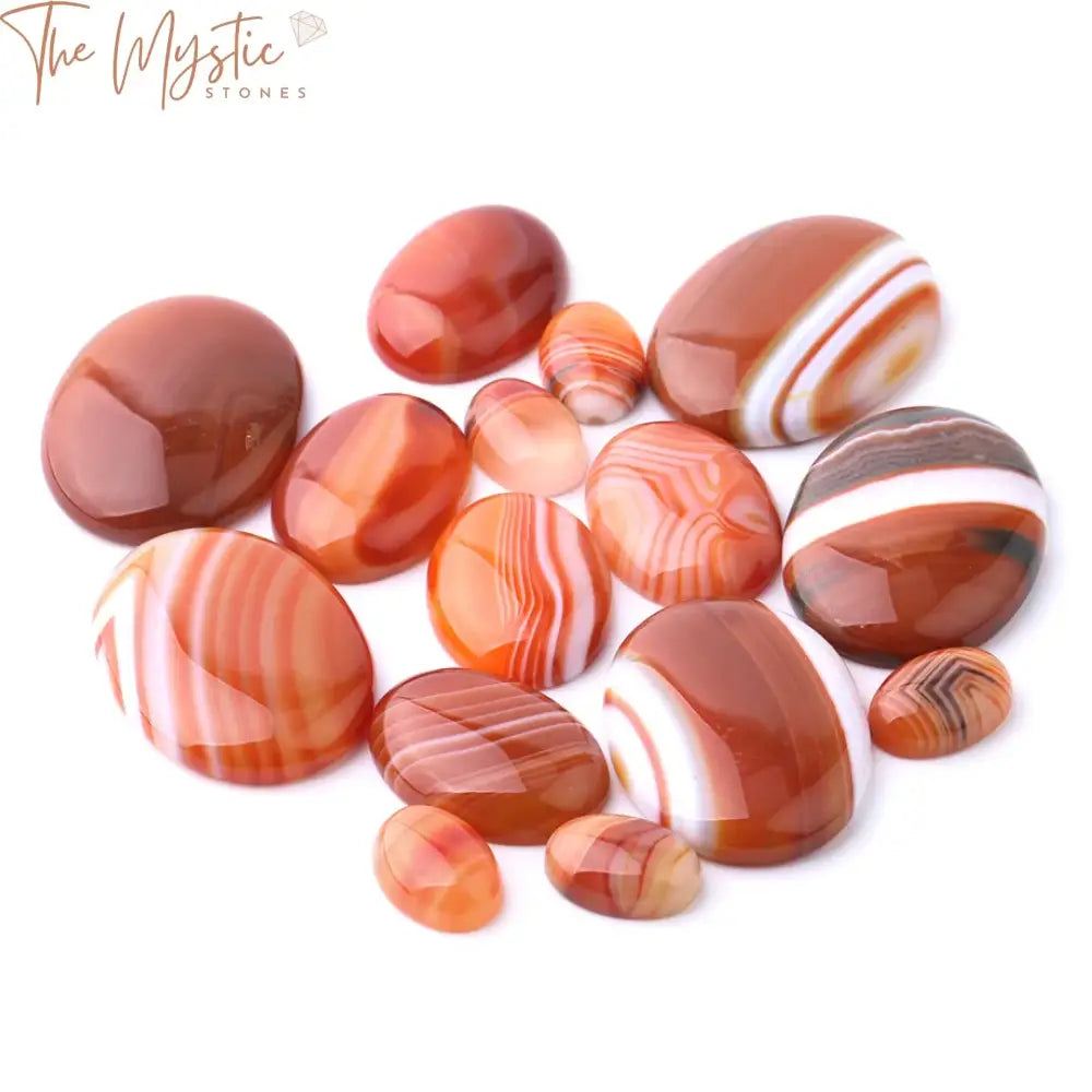 Red Striped Agate Cabochon Beads