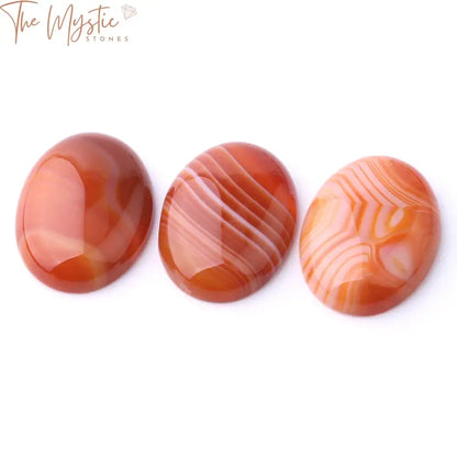 Red Striped Agate Cabochon Beads