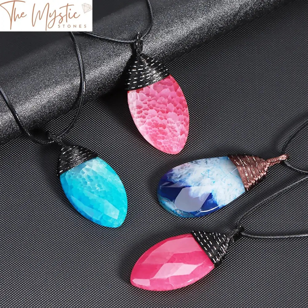 Reiki Agate Crystal Homme Necklace