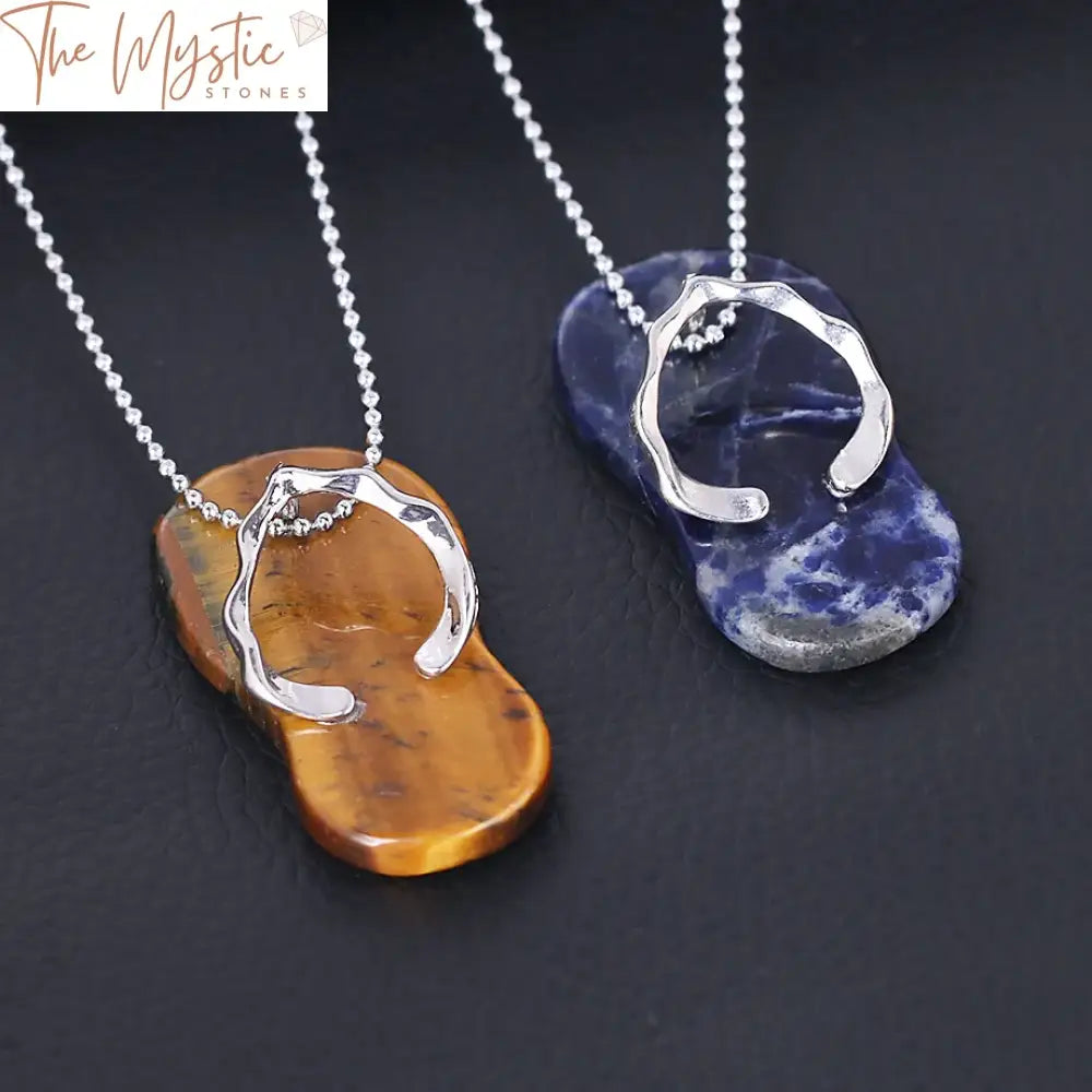 Reiki Crystal Pendant Slipper Necklace