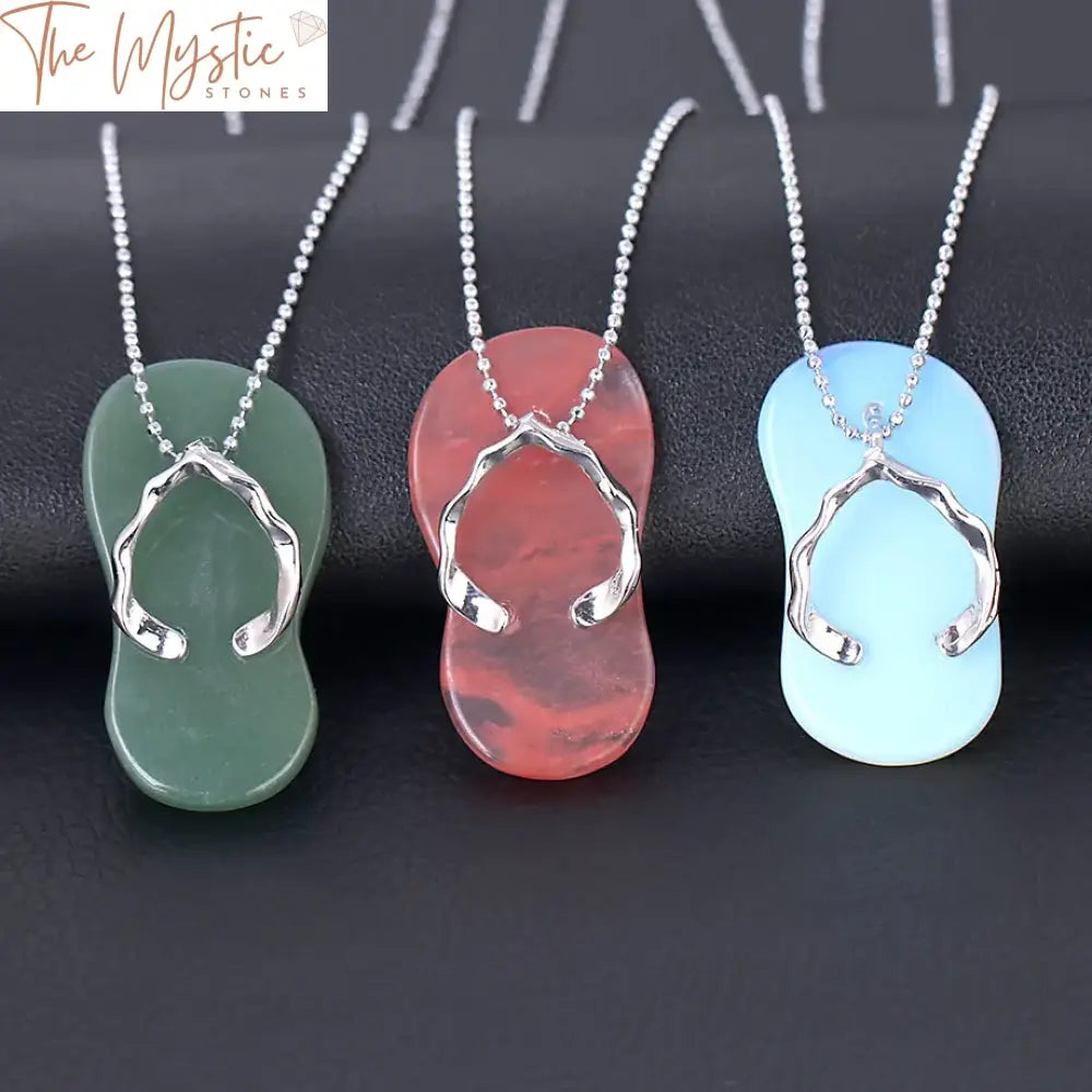 Reiki Crystal Pendant Slipper Necklace