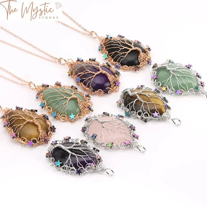 Reiki Crystal Star Necklace - Tree Of Life Design