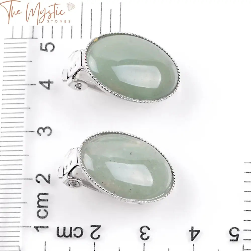 Reiki Gemstone Oval Clip-On Earrings