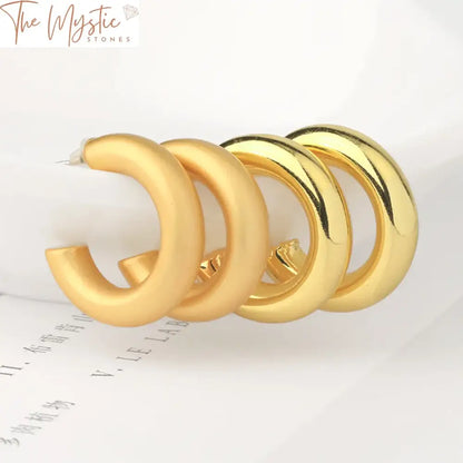 Reiki Gold Half-Moon Hoop Earrings