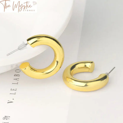 Reiki Gold Half-Moon Hoop Earrings