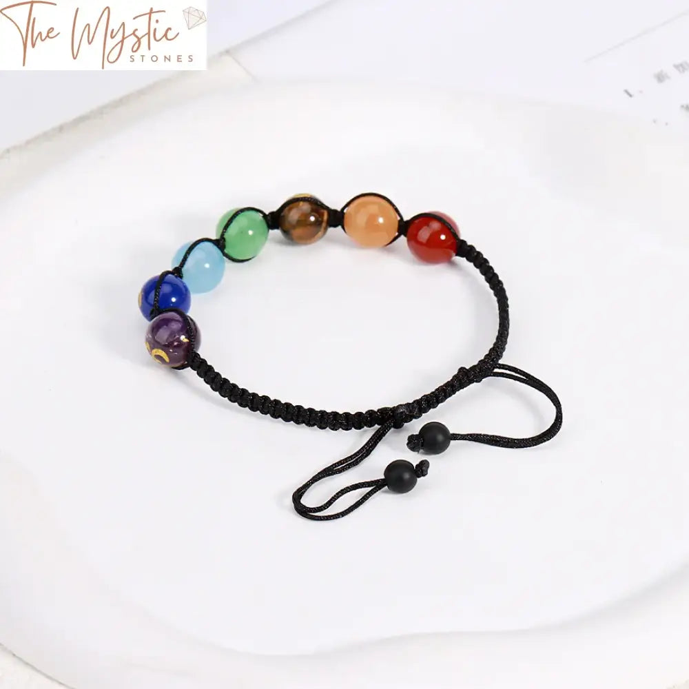 Reiki Healing 7 Chakra 10Mm Beaded Bracelet For Women