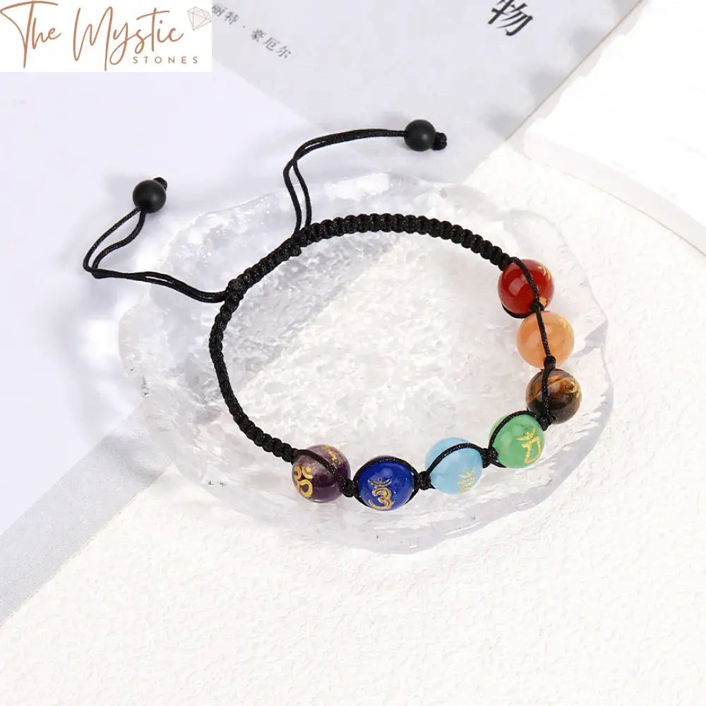 Reiki Healing 7 Chakra 10Mm Beaded Bracelet For Women