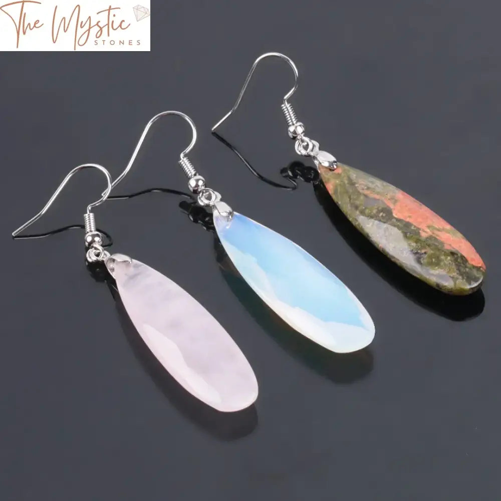 Reiki Natural Stone Polygon Earrings