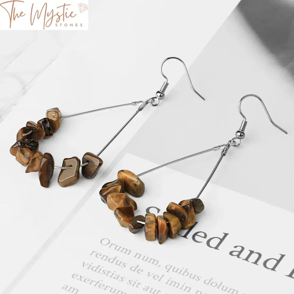 Reiki Natural Stone Water Drop Earrings