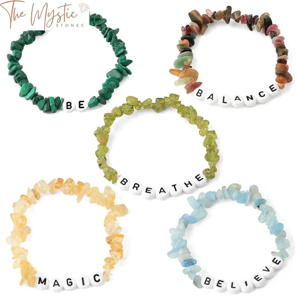 Reiki Olivine Tourmaline Crystal Alphabet Bracelet