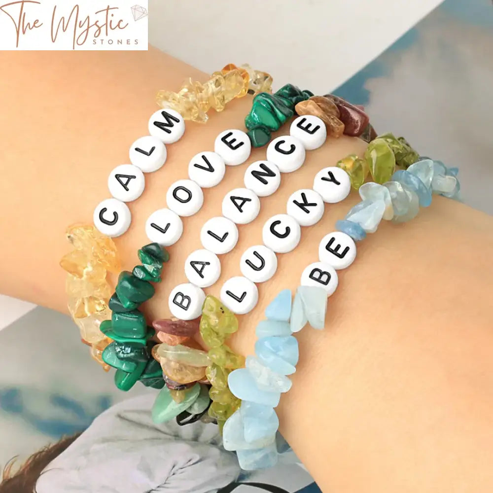 Reiki Olivine Tourmaline Crystal Alphabet Bracelet