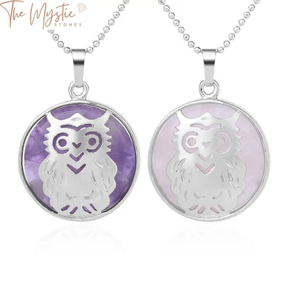 Reiki Quartz Owl Pendant Necklace