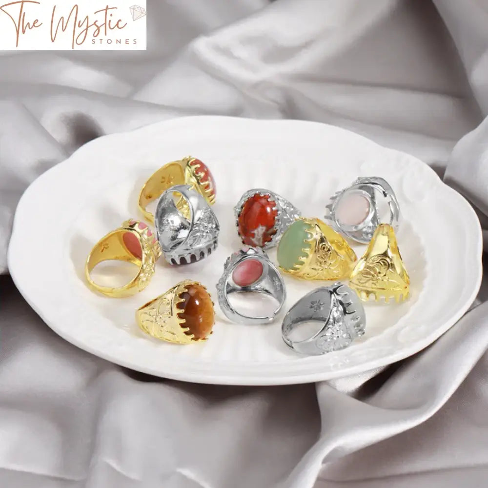 Reiki Stone Egg-Shaped Ring