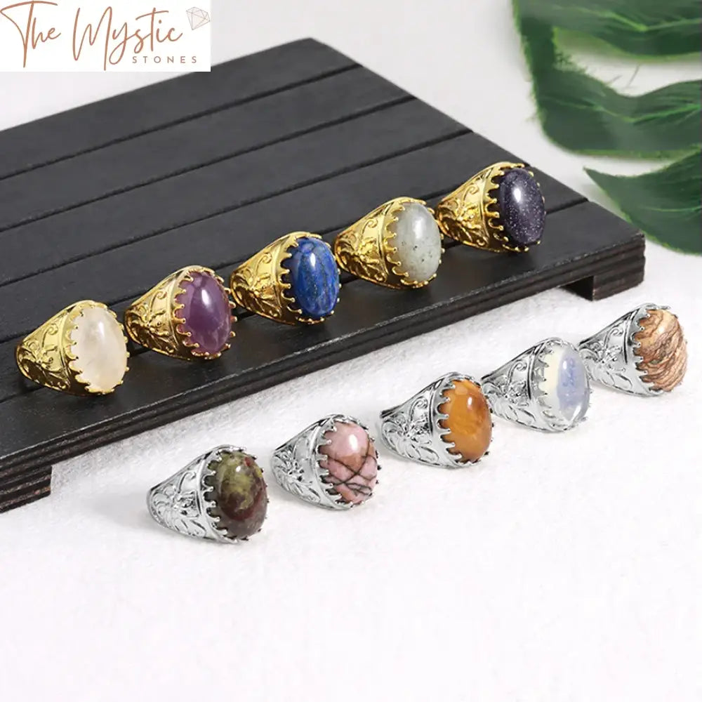 Reiki Stone Egg-Shaped Ring