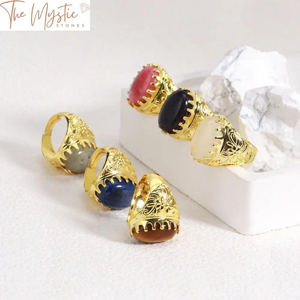 Reiki Stone Egg-Shaped Ring