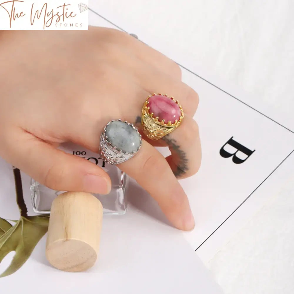 Reiki Stone Egg-Shaped Ring