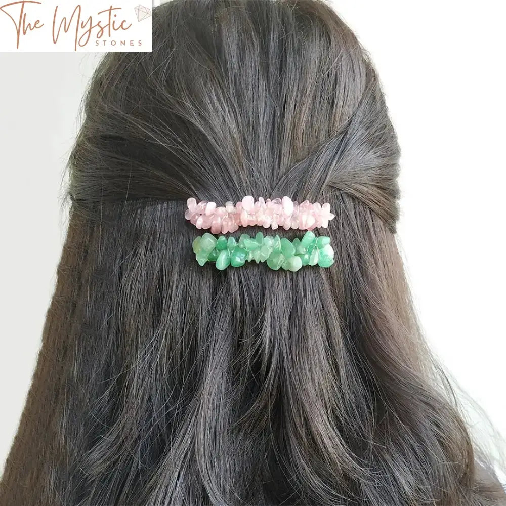 Reiki Stone Silver Hair Clip