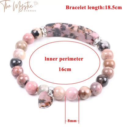 Rhodonite Heart Crystal Bracelet