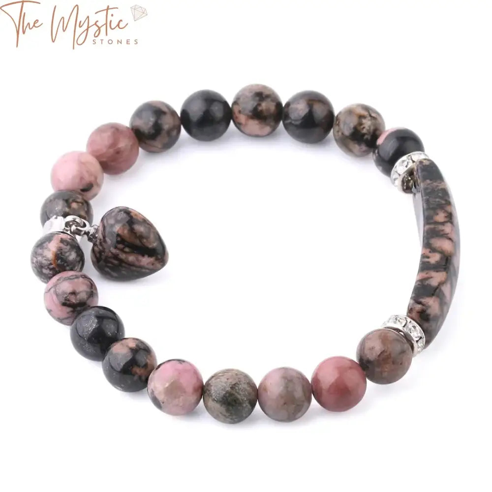 Rhodonite Heart Crystal Bracelet