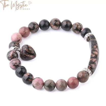 Rhodonite Heart Crystal Bracelet