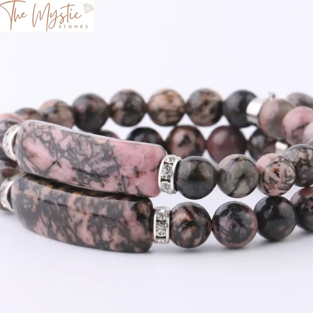 Rhodonite Heart Crystal Bracelet