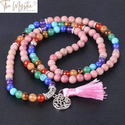 Rhodonite Tree Of Life Chakra Bracelet