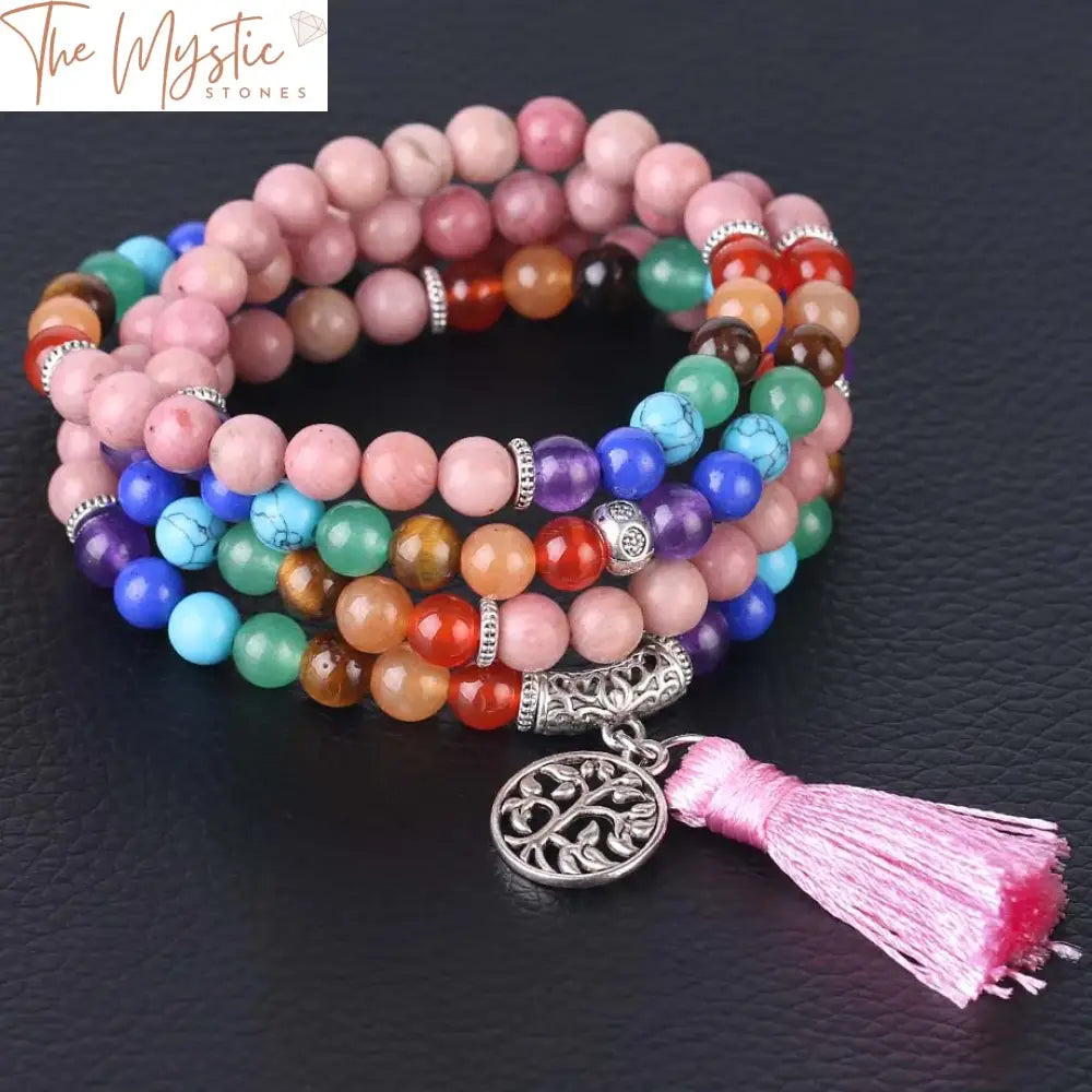 Rhodonite Tree Of Life Chakra Bracelet