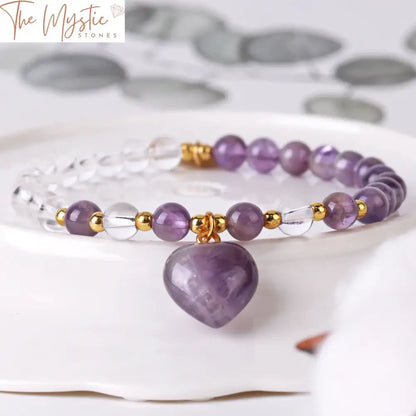 Rock Crystal Heart Charm Bracelet