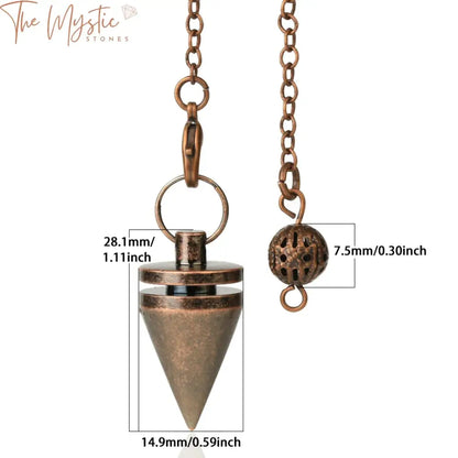 Rose Gold Metal Cone Pendulum With Copper Chain