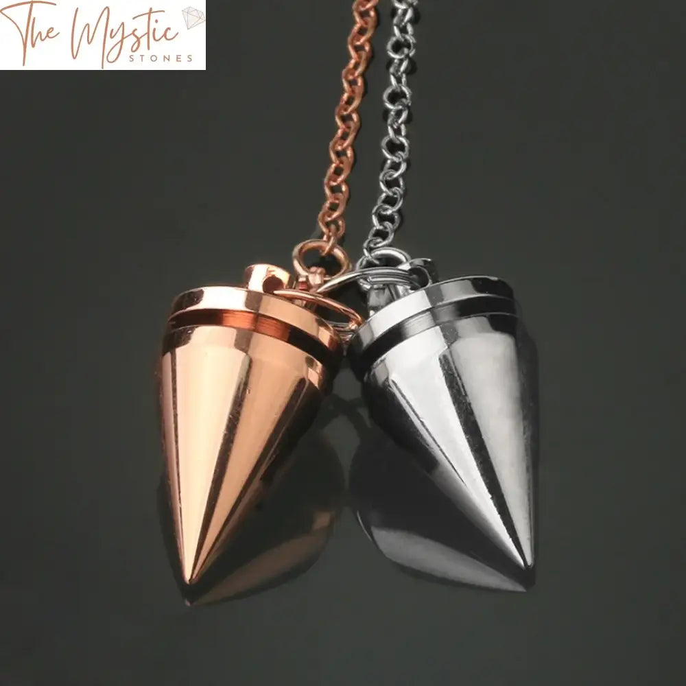 Rose Gold Metal Cone Pendulum With Copper Chain