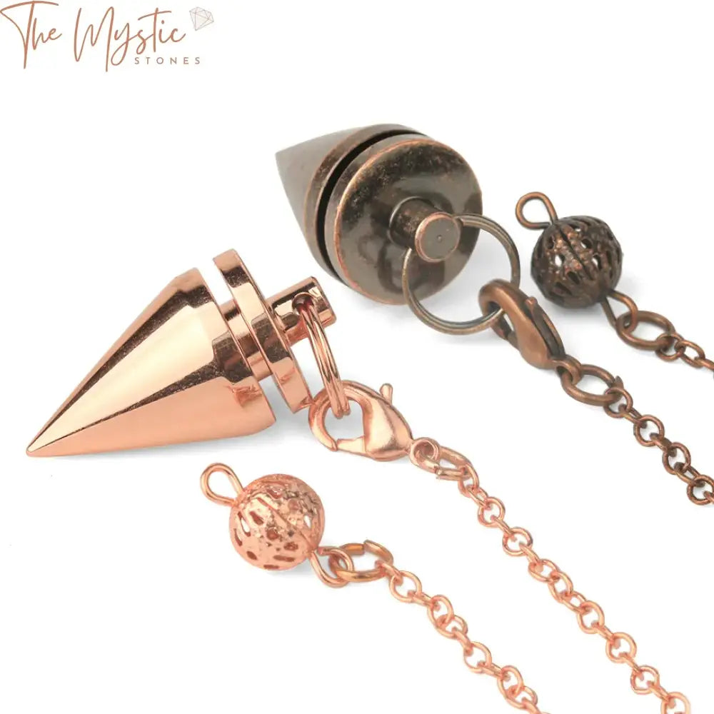 Rose Gold Metal Cone Pendulum With Copper Chain