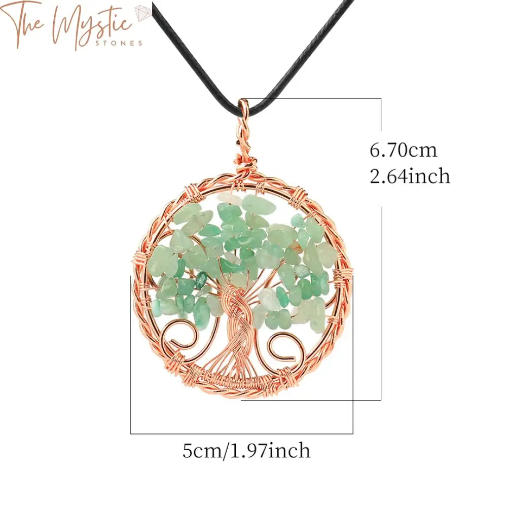 Rose Gold Quartz Tree Of Life Pendant