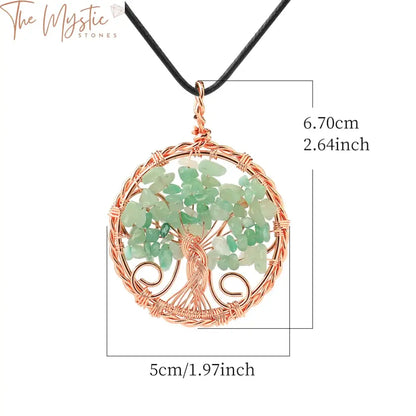 Rose Gold Quartz Tree Of Life Pendant