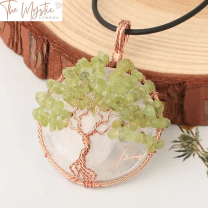 Rose Gold Tree Of Life Cabochon Pendant