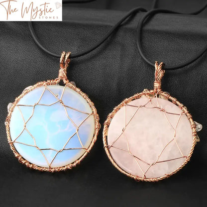 Rose Gold Tree Of Life Cabochon Pendant