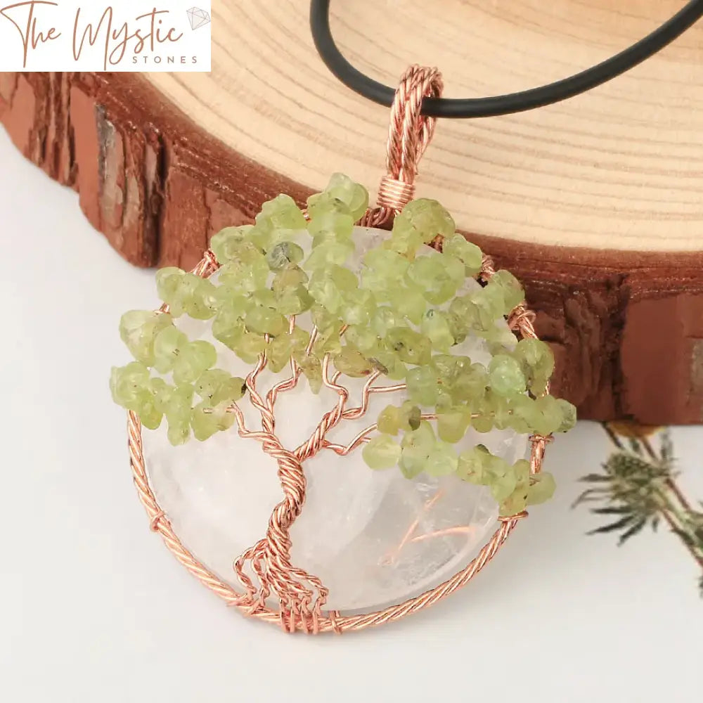 Rose Gold Tree Of Life Cabochon Pendant