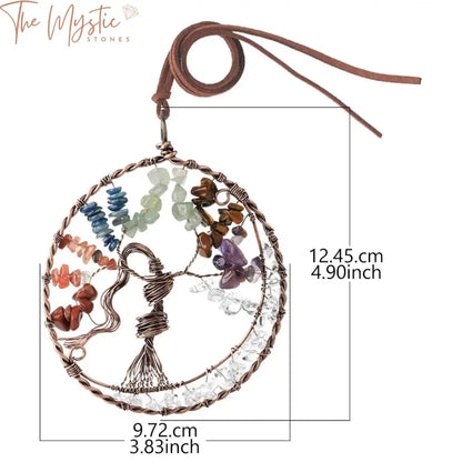 Rose Gold Tree Of Life Chakra Stone Pendant