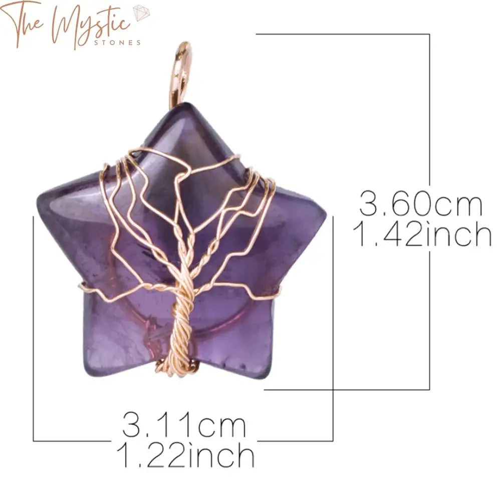 Rose Gold Tree Of Life Crystal Pendant