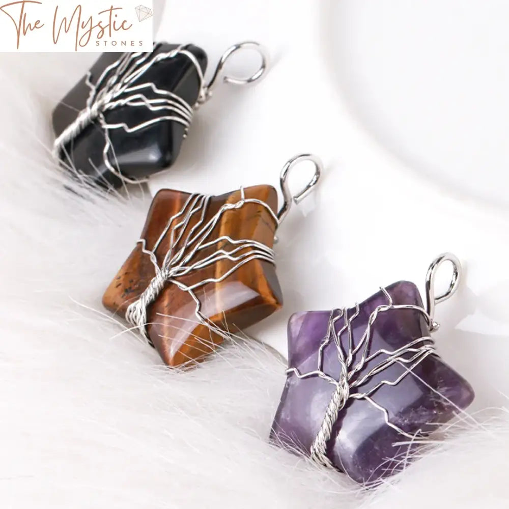 Rose Gold Tree Of Life Crystal Pendant