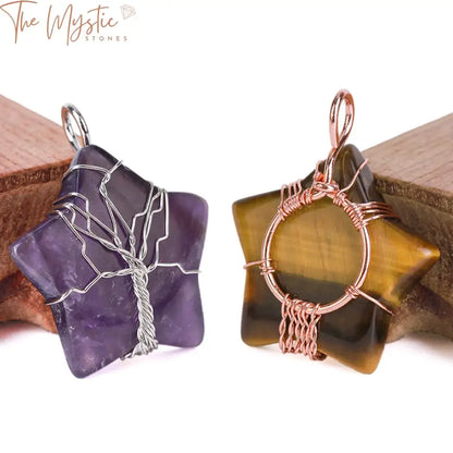 Rose Gold Tree Of Life Crystal Pendant