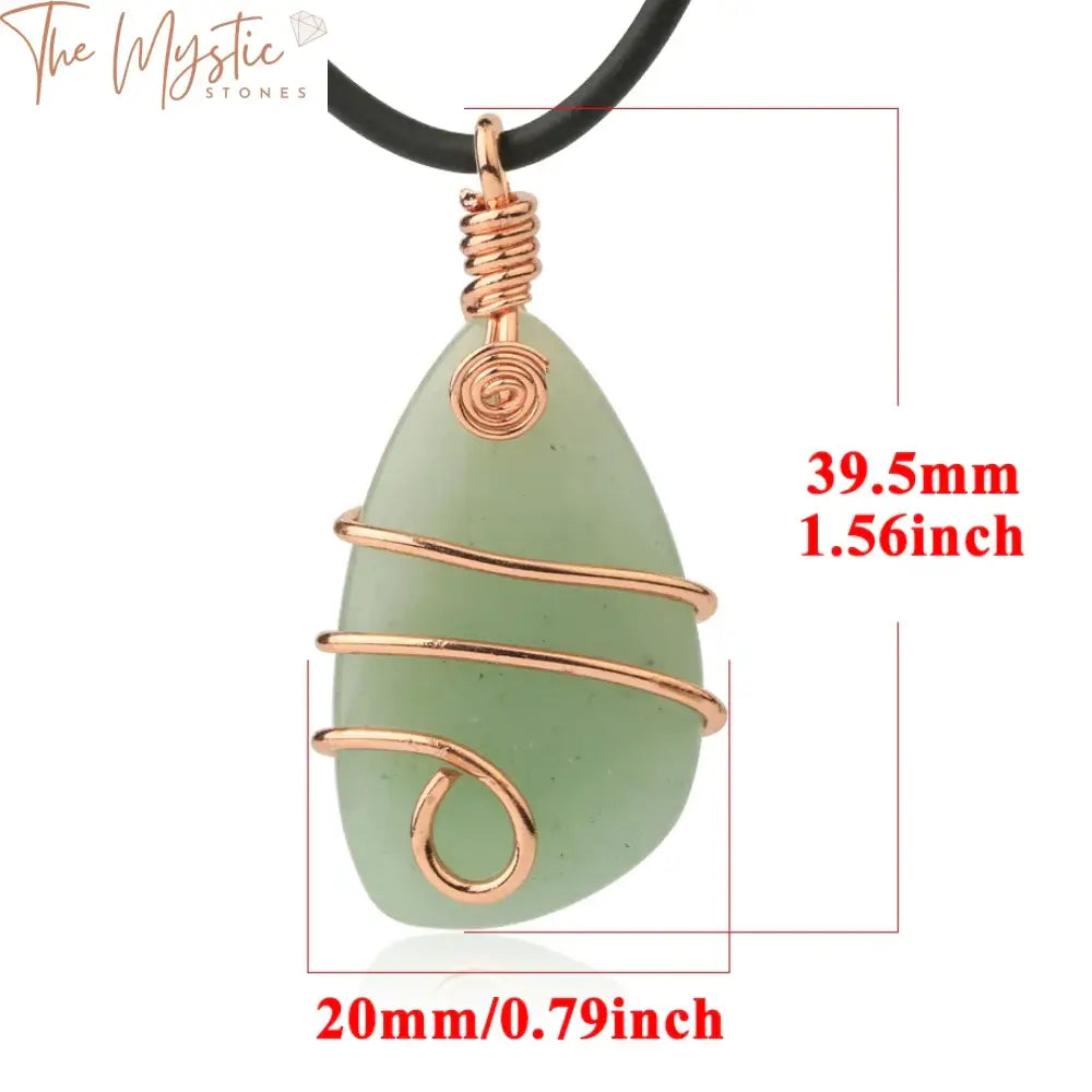 Rose Gold Wire-Wrapped Natural Stone Pendant