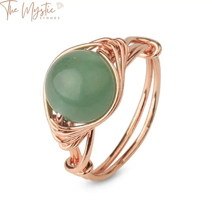 Rose Gold Wire-Wrapped Natural Stone Ring