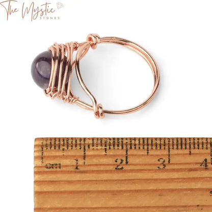 Rose Gold Wire-Wrapped Natural Stone Ring