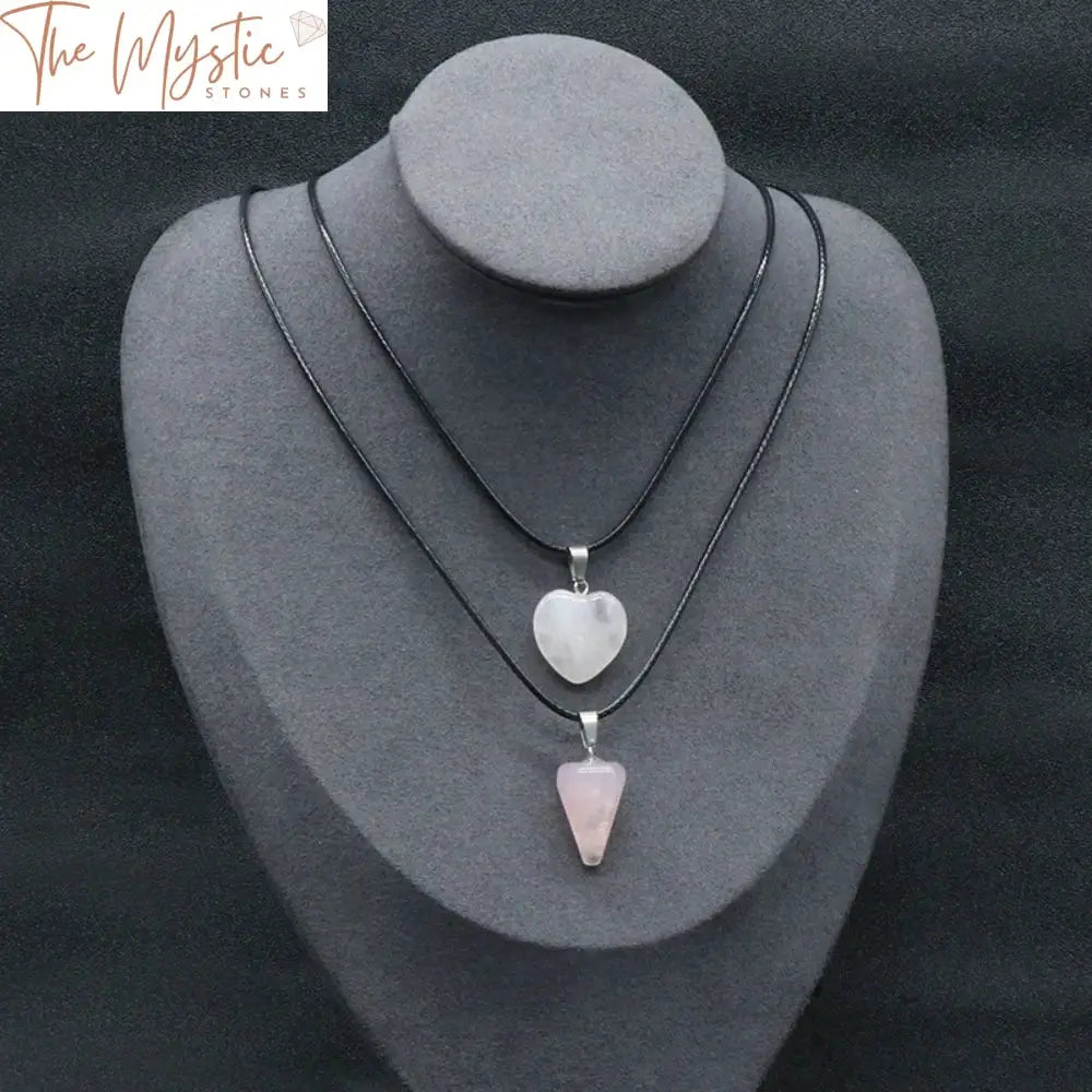 Rose Quartz Chakra Pendant Necklace Set