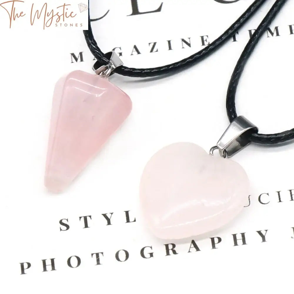 Rose Quartz Chakra Pendant Necklace Set