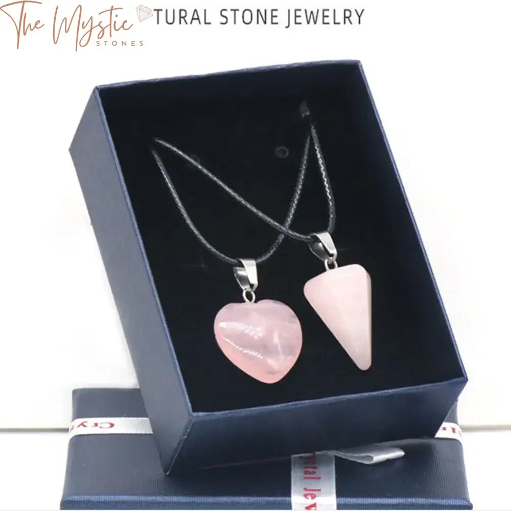 Rose Quartz Chakra Pendant Necklace Set