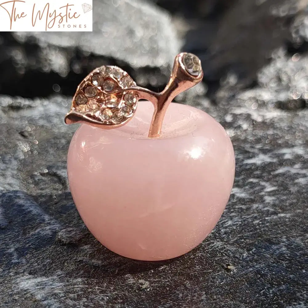 Rose Quartz Crystal Apple Figurine