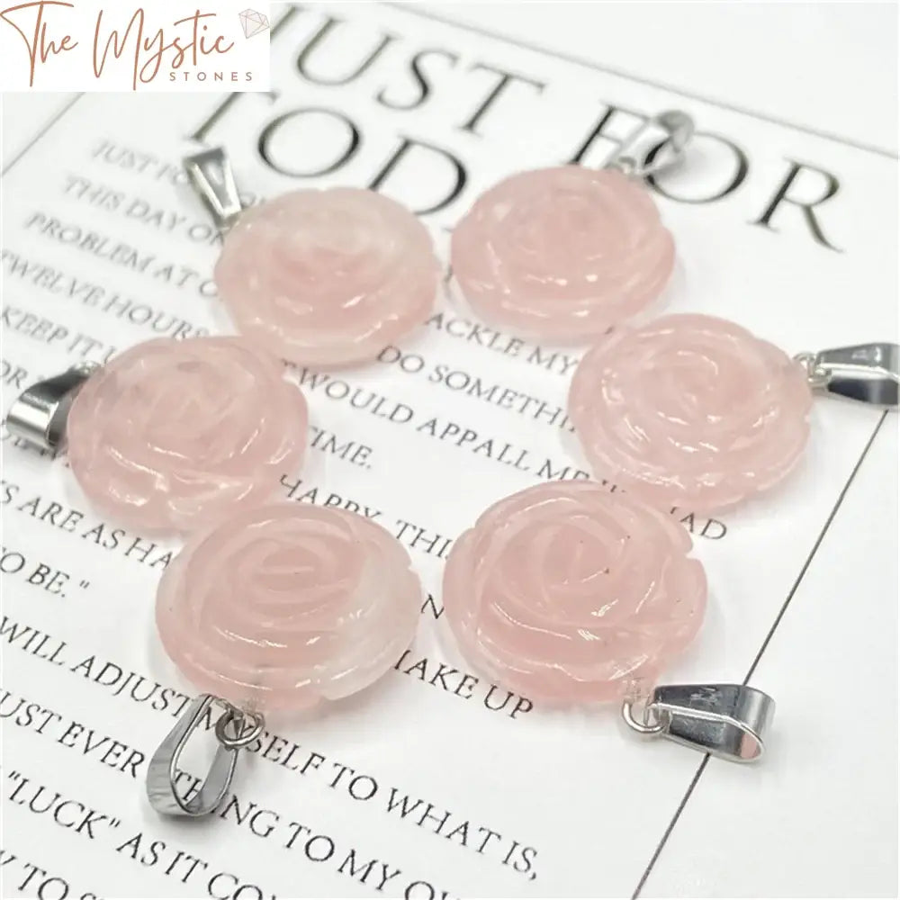 Rose Quartz Crystal Flower Pendant