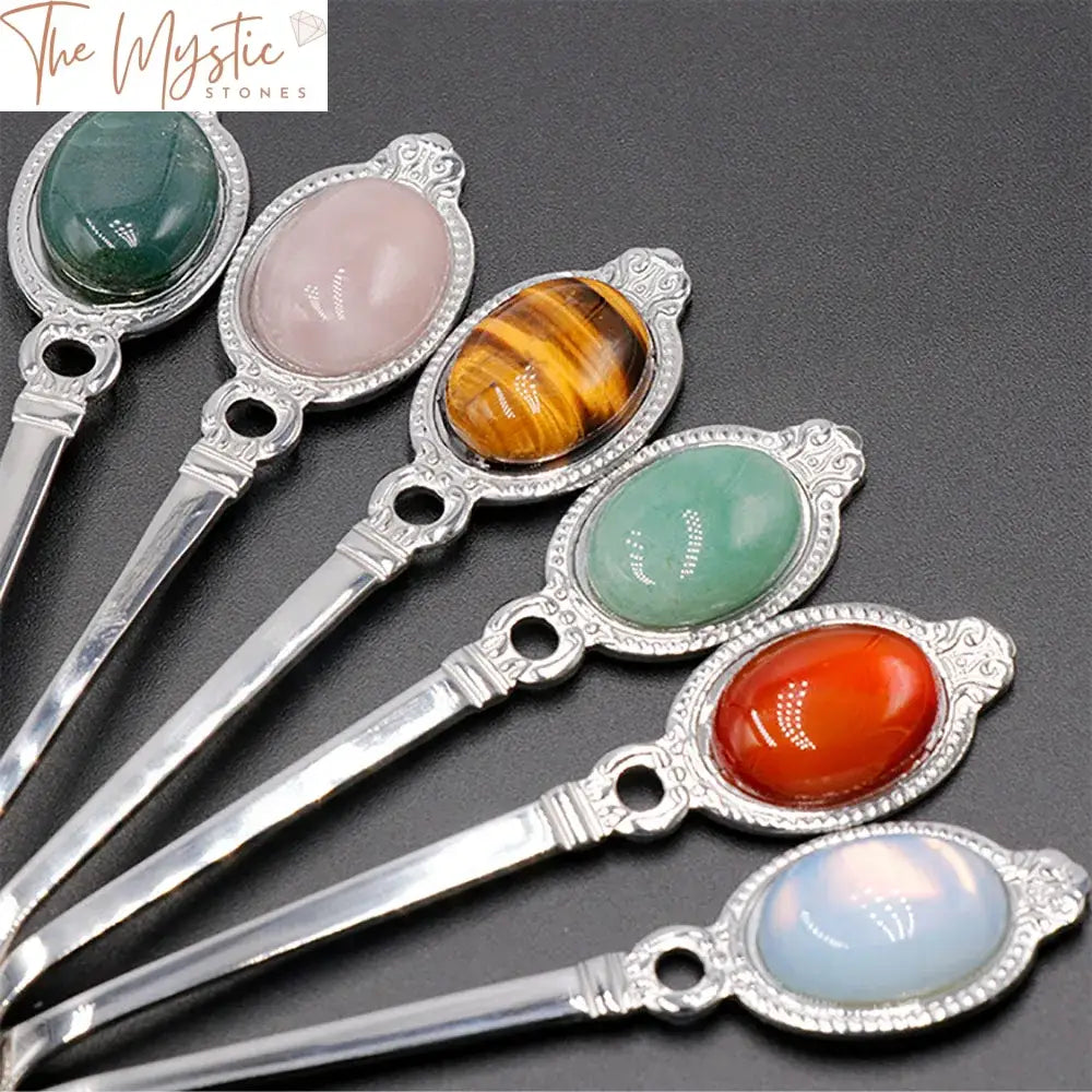 Rose Quartz Crystal Stainless Steel Spoon