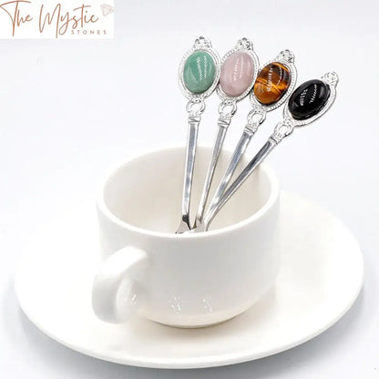 Rose Quartz Crystal Stainless Steel Spoon